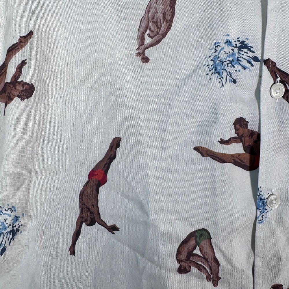 Todd Snyder Camp Shirt Mens XL White Loop Collar Diver Tencel Pocket Untucked - Picture 6 of 11